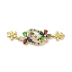 Rack Plating Brass Pave Colorful Cubic Zirconia Flower Connector Charms(KK-C052-37E-G)-1