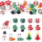14Pcs Glass Beads, Mixed Shapes, For Christmas, Mixed Color, 11.5~26x11.5~29x7~15mm, Hole: 1.2~2mm(LAMP-TA0002-07)