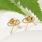 Ion Plating(IP) 304 Stainless Steel Stud Earrings, Bowknot, Real 14K Gold Plated, 8x10mm(EJEW-G395-26G)