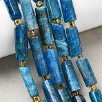 Natural Apatite Beads Strands, Column, with Seed Beads, 14~30x6.5~7.5x6.5~7.5mm, Hole: 1mm, about 13~15pcs/strand, 15.87''(40.3cm)~16.06''(40.8cm)(G-D353-A02)