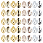 20Pcs 2 Colors UV Plated Freshwater Shell Pendants, Cowrie Shell Charms, Mixed Color, 17~21x11~13x8~10mm, Hole: 1mm, 10pcs/color(SHEL-HY0001-07)