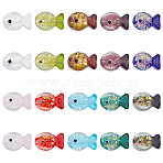 20Pcs 10 Colors Handmade Foil Lampwork Fish Beads, with Enamel, Gradient Color, Mixed Color, 20x23x8.5mm, Hole: 1.8mm, 2pcs/color(FOIL-ME0001-01)