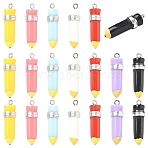 35Pcs 7 Colors Opaque Resin Pendants, Pencil, with Platinum Tone Iron Loop, Mixed Color, 31~33.5x8~9.5mm, Hole: 2mm, 5pcs/color(RESI-YW0005-52)