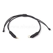 Adjustable Braided Eco-Friendly Korean Waxed Polyester Cord, with 304 Stainless Steel Open Jump Rings, for Link Bracelet Making, Black, 10-5/8 inch(27cm), Hole: 4.5mm(AJEW-JB01205-02)