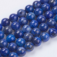 Natural Lapis Lazuli(Filled Color Glue) Beads Strands, Grade A, Round, 8mm, Hole: 0.8mm, about 46pcs/strand, 15.3 inch(X-G-K269-01-8mm)