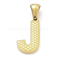 Ion Plating(IP) 316L Surgical Stainless Steel Pendants, Real 18K Gold Plated, Letter Charm, Textured, Letter J, 17x9.5x1.6mm, Hole: 3.5mm(STAS-Q247-01G-10)