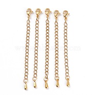 304 Stainless Steel Chain Extender, with Lobster Claw Clasps and Bead Tips, Golden, 68.5mm, Link: 4x2.8x0.5mm, Clasp: 9.3x6x3mm(STAS-G221-27G)