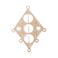 Brass Chandelier Component Links, Long-Lasting Plated, Etched Metal Embellishments, Rhombus, Light Gold, 32x22.5x0.3mm, Hole: 1.5mm & 1.2mm(KK-Z058-11KCG)