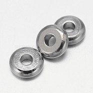 Flat Round Brass Spacer Beads, Platinum, 8x2mm, Hole: 2mm(KK-E738-65E-P)