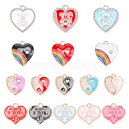 40Pcs 4 Style Alloy Enamel Pendants, Heart Charm, Mixed Color, 17~21x15~19x1~3.5mm, Hole: 1.8~2mm, 10pcs/style(ENAM-NB0002-05)