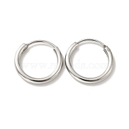 201 Stainless Steel Huggie Hoop Earrings, with 304 Stainless Steel Pins, Stainless Steel Color, 12 Gauge, 16x2mm, Pin: 0.8mm(STAS-H164-03P)