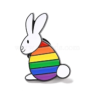 Rainbow Pride Rabbit Enamel Pin, Animal Alloy Badge for Backpack Clothing, Electrophoresis Black, Colorful, 28x19x2mm, Pin: 1mm(JEWB-F016-23EB)