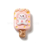 Opaque Resin Imitation Food Decoden Cabochons, Ice Cream with Bear, Pink, 29x16.5x9mm(CRES-H001-02D)