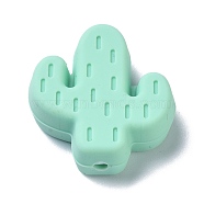 Silicone Focal Beads, Chewing Beads For Teethers, Cactus, Aquamarine, 25x23x8mm, Hole: 2.3mm(SIL-C002-01B)