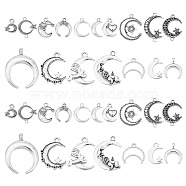 4 Sets Tibetan Style Alloy Pendants Set, Moon, Antique Silver, 17~33.5x8~27.5x1.2~6mm, Hole: 1.5~3.8mm(FIND-AR0002-90)