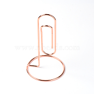 Iron Place Card Holders, Wire Table Number Holder Stand, for Memo Note Name Sign Wedding Party Birthday, Paperclip, Rose Gold, 132x76mm(ODIS-WH0020-14D)