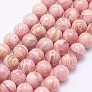 Natural Rhodochrosite Beads Strands, Round, Grade A+, 6~6.5mm, Hole: 1mm, about 60pcs/strand, 15.3 inch(39cm)(G-J369-03-6mm-A)