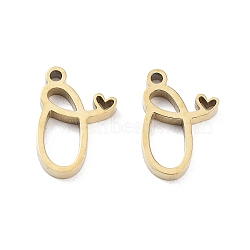 304 Stainless Steel Charms, Laser Cut, Real 14K Gold Plated, Letter O, 11.5x7.5x1.5mm, Hole: 1mm(STAS-M327-02G-O)