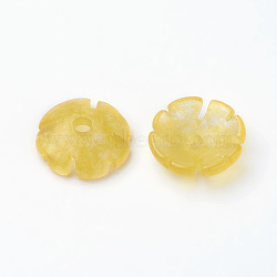 Natural Jade Beads Caps, Dyed, Flower, Champagne Yellow, 10x3mm, Hole: 1mm(G-E418-61A)