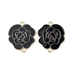 Spray Painted Alloy Connector Charms, Flower, Black, 34x29.5x2mm, Hole: 3mm(PALLOY-K001-20A)