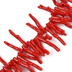 Opaque Acrylic Imitation Coral Beads Strands, Nuggets, Red, 27~47x12~18x5~6mm, Hole: 1.5mm, about 100pcs/strand, 22.24''~22.44''(56.5~57cm)(SACR-P033-01A-06)