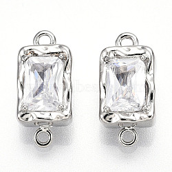 Brass Micro Pave Clear Cubic Zirconia Box Clasps, Rectangle, Platinum, 15.5x7.5x6.5~7.5mm(KK-P291-30P)