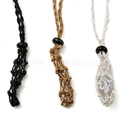 Adjustable Braided Waxed Polyester Cord Macrame Pouch Necklace Making, Interchangeable Stone, with Black Gemstone Beads, Mixed Color, 84cm, Pouch: 45mm, 3pcs/set(NJEW-TAC0008-03)