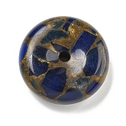 Synthetic Gold Clinquant Stone Pendants, Dyed, Flat Round Charms, Dark Blue, 40x12.5mm, Hole: 4.5mm(G-P549-03D)