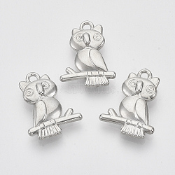 CCB Plastic Pendants, Owl, Platinum, 24x18.5x5mm, Hole: 1.6mm, about 1000pcs/500g(CCB-T009-13)