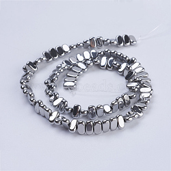 Electroplate Non-magnetic Synthetic Hematite Beads Strands, Rectangle, Platinum Plated, 8x4x2mm, Hole: 1mm, about 98~102pcs/strand, 15.5 inch(39.5cm)(G-J382-4x8x2mm-A06)