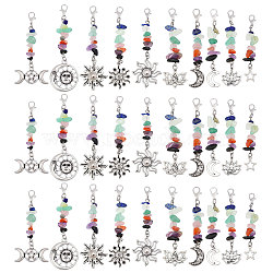 30Pcs 3Style Alloy Pendant Decoration, with Natural Gemstone and Alloy Lobster Claw Clasps, 68~88mm, 3pcs/style(HJEW-CA00049)