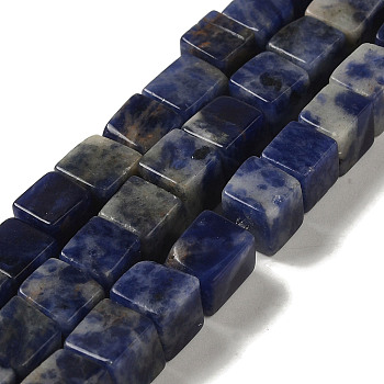 Natural Sodalite Beads Strands, Cube, 6.5x6.5x6mm, Hole: 0.8mm, about 60pcs/strand, 15.20''(38.6cm)