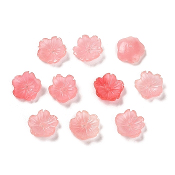 Synthetic Coral Dyed Beads, Flower, Salmon, 10x10x2.5mm, Hole: 1.2mm