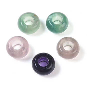 Natural Fluorite European Beads, Large Hole Beads, Rondelle, 14x7~8mm, Hole: 6mm