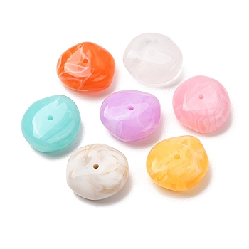 Two-Tone Imitation Gemstone Acrylic Beads, Nuggets, Mixed Color, 27x25x12mm, Hole: 2mm, about 90pcs/500g