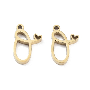 304 Stainless Steel Charms, Laser Cut, Real 14K Gold Plated, Letter O, 11.5x7.5x1.5mm, Hole: 1mm