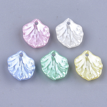Acrylic Imitation Pearl Pendants, Leaf, Mixed Color, 17x15x4.5mm, Hole: 2mm, about 1460pcs/500g