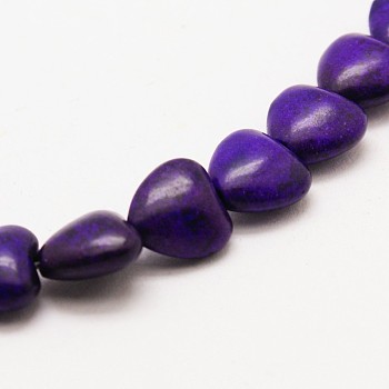 Heart Synthetic Turquoise Beads Strands, Dyed, Indigo, 12x12x5mm, Hole: 1mm, about 36pcs/strand, 15.7 inch