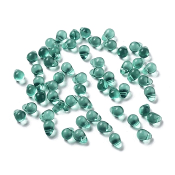 TransparentAcrylic Charms, Faceted, Teardrop Charms, Dark Cyan, 6x4.5mm, Hole: 1mm