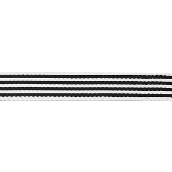 Flat Polycotton Stripe Ribbon, Black, 1-5/8 inch(40mm)