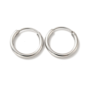 201 Stainless Steel Huggie Hoop Earrings, with 304 Stainless Steel Pins, Stainless Steel Color, 12 Gauge, 16x2mm, Pin: 0.8mm