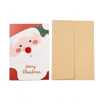 Rectangle Paper Greeting Card, with Envelope, Christmas Day Invitation Card, Santa Claus, 150x105x1.5mm