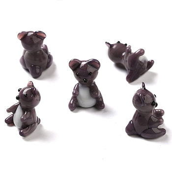 Handmade Lampwork Home Decorations, 3D Bear Ornaments for Gift, Dark Slate Blue, 12~14x14~16x18~19.5mm