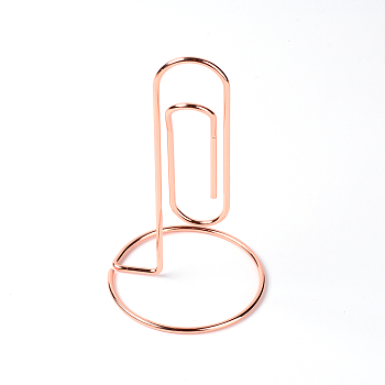 Iron Place Card Holders, Wire Table Number Holder Stand, for Memo Note Name Sign Wedding Party Birthday, Paperclip, Rose Gold, 132x76mm