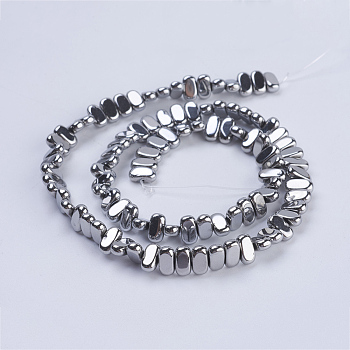 Electroplate Non-magnetic Synthetic Hematite Beads Strands, Rectangle, Platinum Plated, 8x4x2mm, Hole: 1mm, about 98~102pcs/strand, 15.5 inch(39.5cm)
