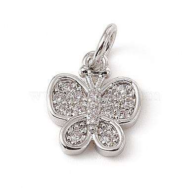 Platinum Clear Butterfly Brass+Cubic Zirconia Charms