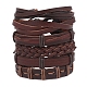 Bracelet à cordon en simili cuir tressé réglable de style 6pcs 6 serti de cordon ciré pour hommes(BJEW-F458-12)-1