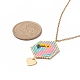 Glass Seed Braided Hexagon with Flamingo Pendant Necklace(NJEW-MZ00014)-4