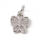Brass Micro Pave Clear Cubic Zirconia Butterfly Charms(ZIRC-F132-37P)-1