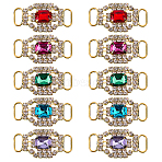10pcs 5 Colors Brass Rhinestone Shoe Decoration, Shoe Buckles for DIY Loafer Shoes, Mixed Color, 35x18.5x4mm, Hole: 9.5x4mm, 2pc/color(FIND-GF0007-26)